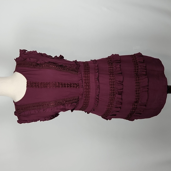 the clothing company Dresses & Skirts - EUC The Clothing Company Purple Ruffle Detail Silk Sheath Dress Size Large